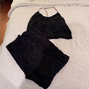 Lunya Black Washable Silk Cami Pant Set